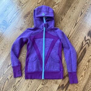 Ivivva scuba hoodie purple space dye layering size 22 athletic warm